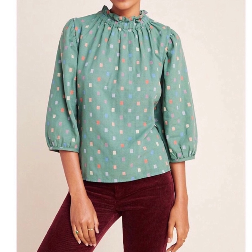 Anthropologie Ro & De Green Colorful Top